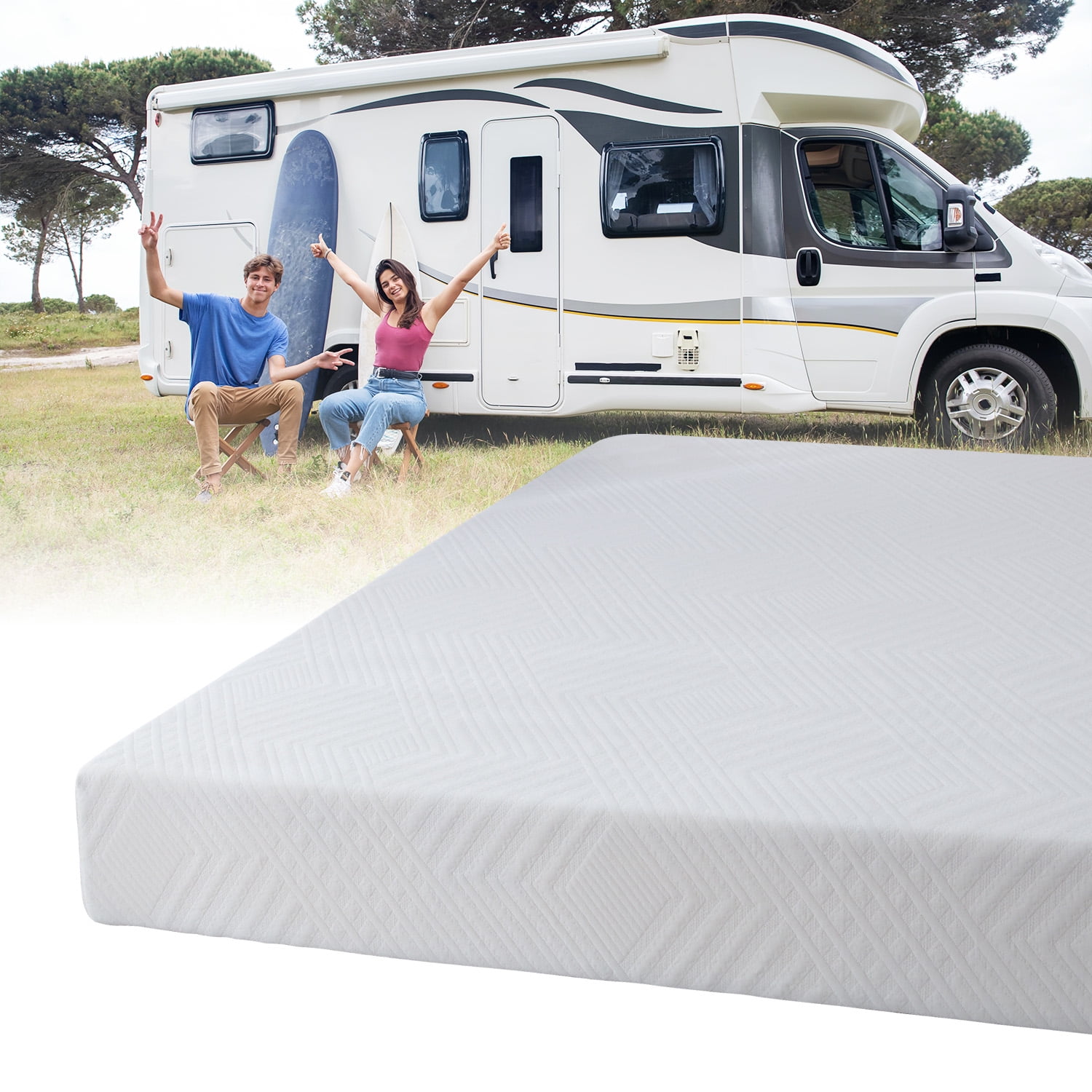 RV Mattress, 10 Inch Short Queen Size Mattress For RVs, Cooling Memory ...