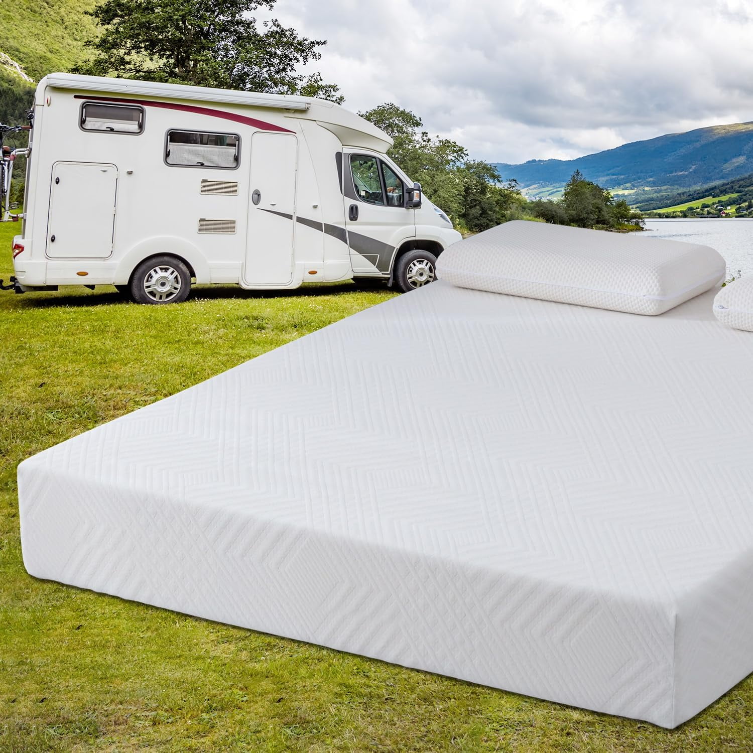 RV Mattress, 8/10 Inch Short King Cooling Gel Memory Foam Mattress In A