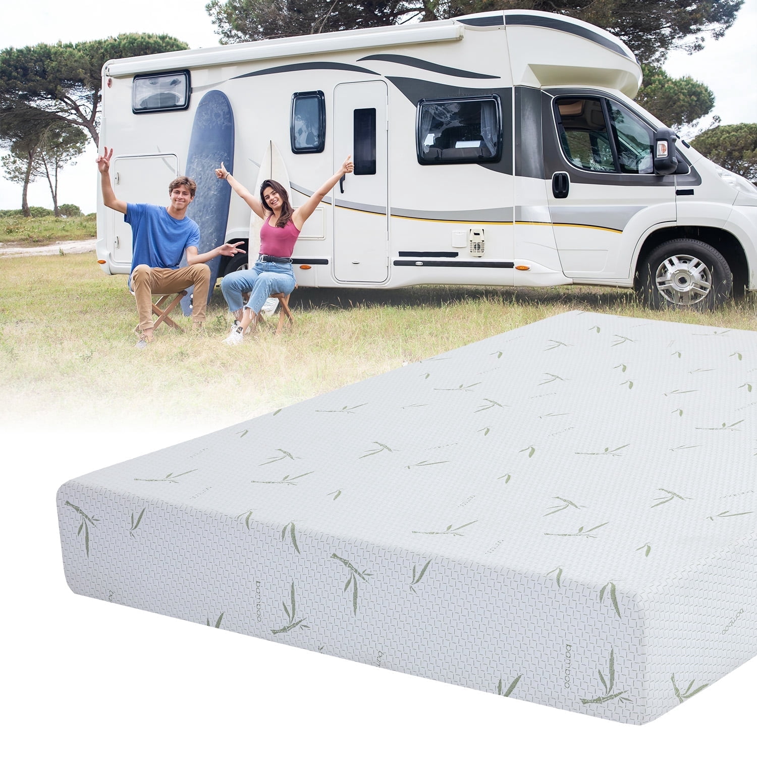 RV Mattress, 8 inch Short Queen Size Mattress for RVs, Cooling Memory Foam Mattress, Campers Trailers Mattress in a box
