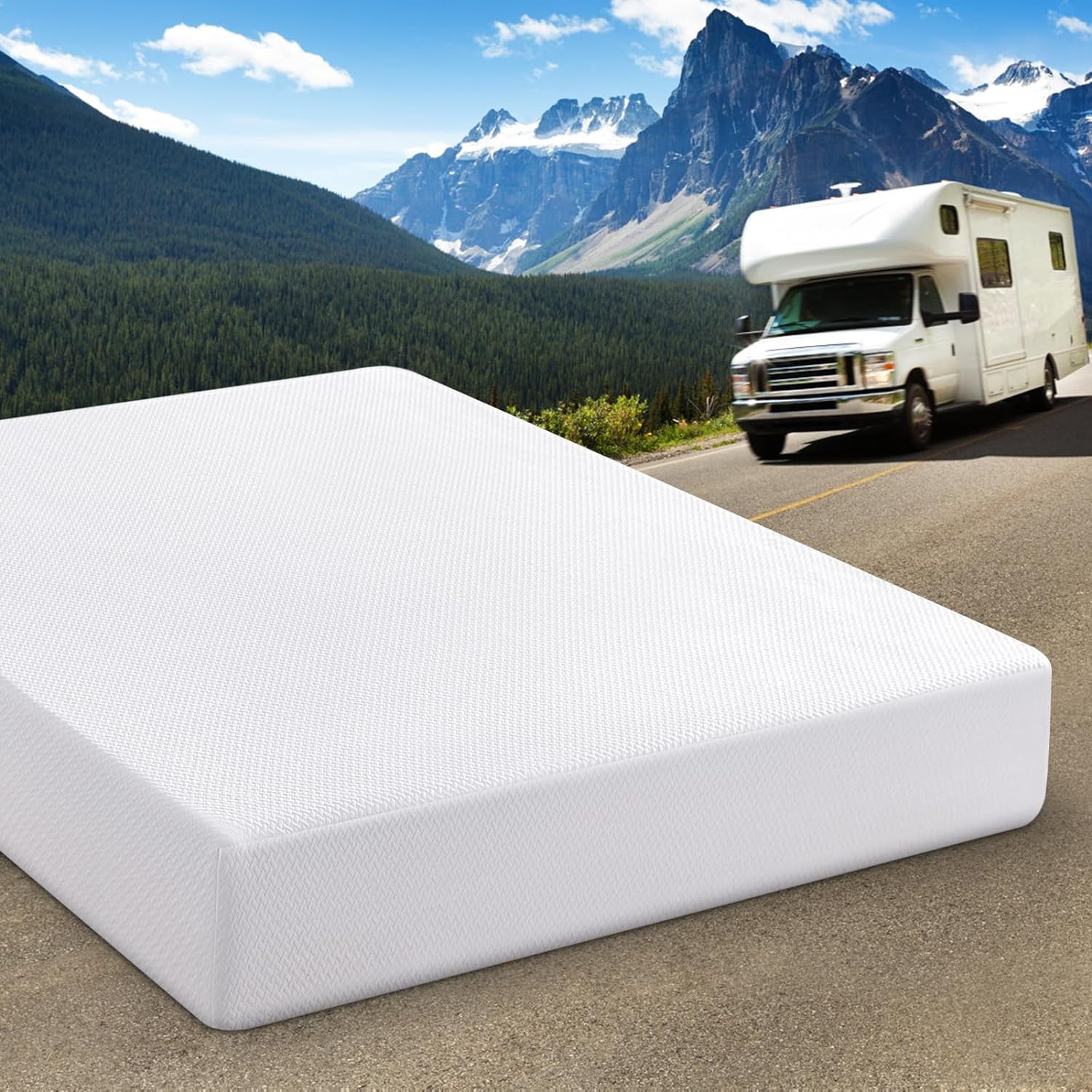 RV Mattress Short King 10 Inch Memory Foam Mattress, Cooling Green Tea