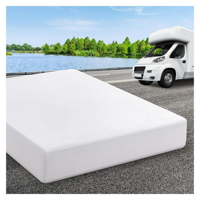 RV Mattress Short Queen 8 Inch Memory Foam Mattress, Cooling Green Tea/Gel Medium Firm Bed