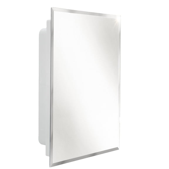 RecPro RV Bathroom Medicine Cabinet | 16 W x 22 H | Two Shelves | Frameless Polished Edge Mirror | Made in USA | White