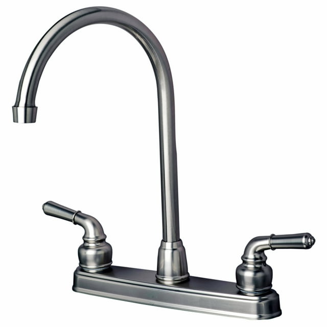 RV Mobile Home NonMetallic Two Handle High Arc Swivel Kitchen Faucet