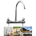 thumbnail image 1 of RV Kitchen Faucet for Camper & Home 8" Main Body 360° Swivel High Arch Dual Handle for Motorhomes RV Travel Trailers Plastic (fit 8-inch 2-hole or 3-hole sink), Chrome, 1 of 12