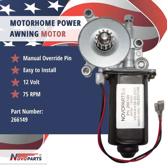 RV Motorhome Power Awning Replacement Motor Part Number 266149 Compatible with Solera ONE YEAR WARRANTY FREE REPLACEMENT FAST AND FREE SHIPPING