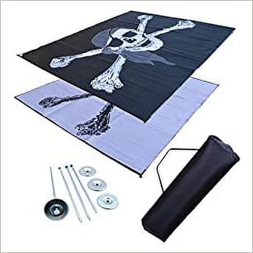 RV Patio Mat Awning Mat Outdoor Leisure Mat 9x18 Pirate Flag Complete