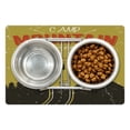 thumbnail image 1 of RV Pet Mat for Food and Water, Retro Summer Camp Poster Design with Lets Go on an Adventure Lettering Grunge Effect, Non-Slip Rubber Mat for Dogs and Cats, 18" X 12", by Ambesonne, 1 of 2