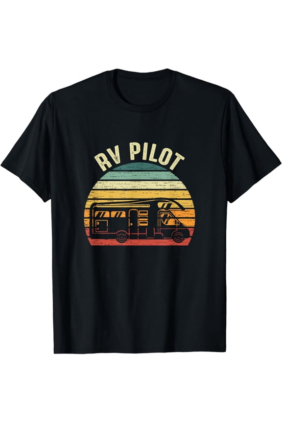 RV Pilot - Retro Sunset Vintage Camper Design T-Shirt