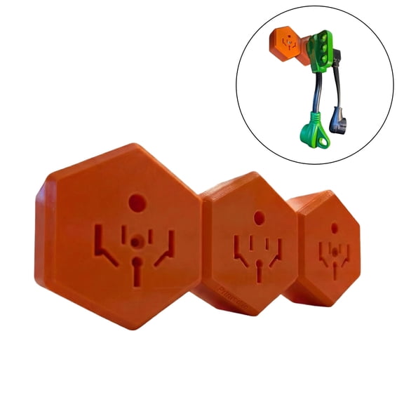 RV Plug Holder Universal Wall Mount – Holder & Adapter Storage Organizer for 50A, 30A, 15A Plugs, RV Cord Plug Retainer for Camper Orange
