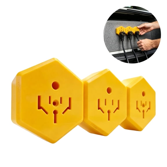 RV Plug Universal Wall Mount – Holder & Adapter Storage for 50A, 30A, 15A Plugs, Yellow Plug Storage Holder