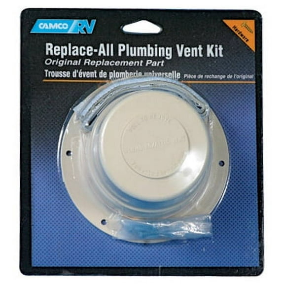 Camco RV Plumbing Vent Kit Vent Plus All Hardware & Putty Tape - Fits 1" to 2-3/8" O.D. Pipe