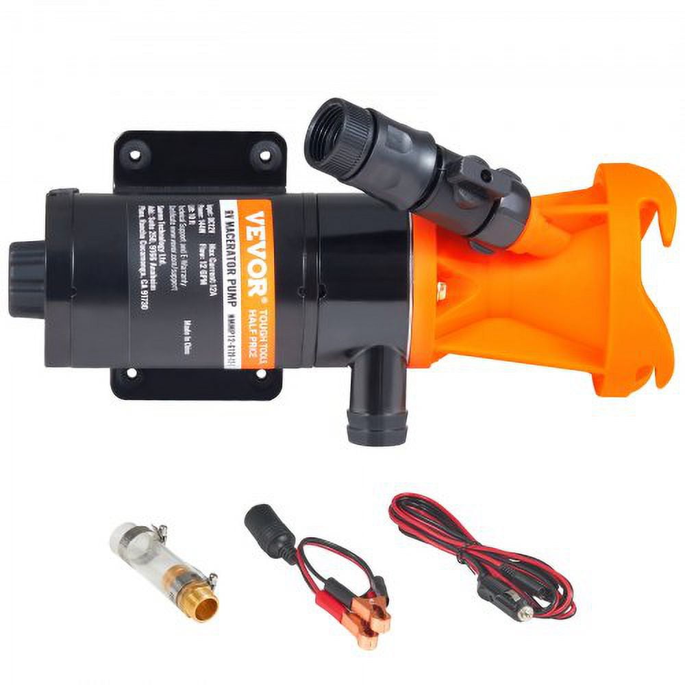 VEVOR 12V Black and Orange RV Portable Macerator Pump