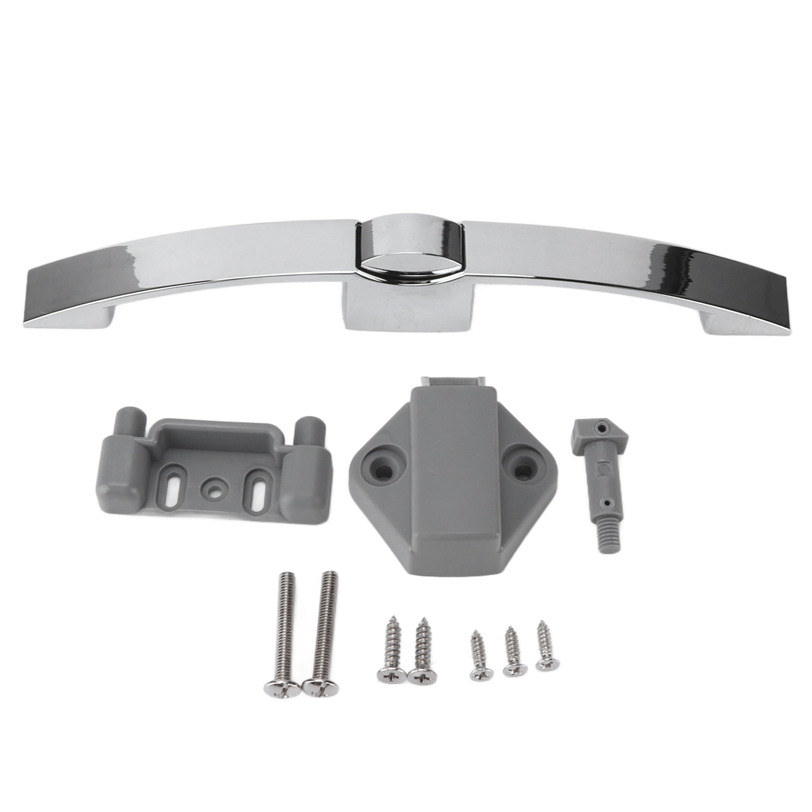 RV Push Button Pull Handle Latch Lock Arc Shape Glossy Silver for Caravan Truck Camper LMZ