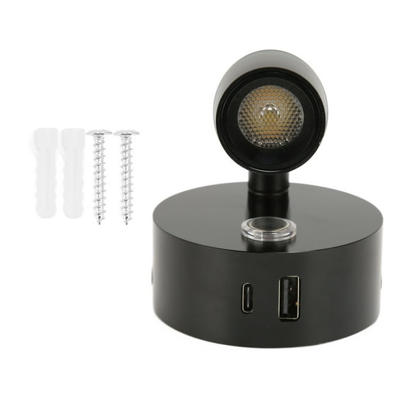 RV Reading Light, Adjustable Swivel LED Spotlight Dimming Touch Switch RV Interior Lights, USB Dimmable Caravan Motorhome Boat Bed Lamp (black)