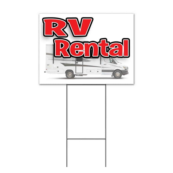 RV Rental (18" x 24") Yard Sign, Includes Metal Step Stake