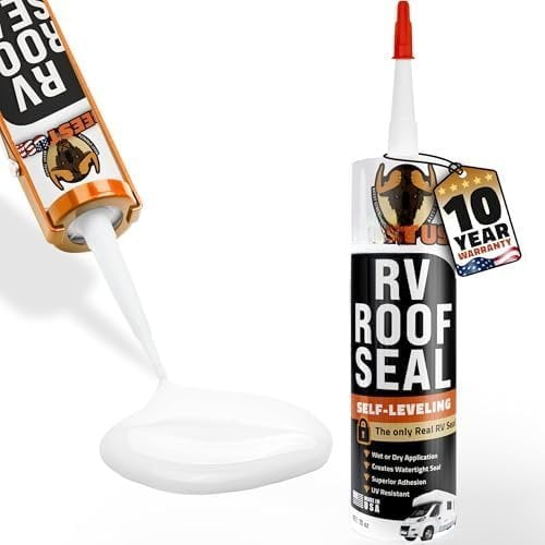 RV Roof Sealant Self-Leveling - 10 Oz, Self Leveling Lap Sealant for Campers, Skylight, , RV Caulking for Vertical Surface - Elastomeric Sealer for Roof Maintenance (1 Pack)