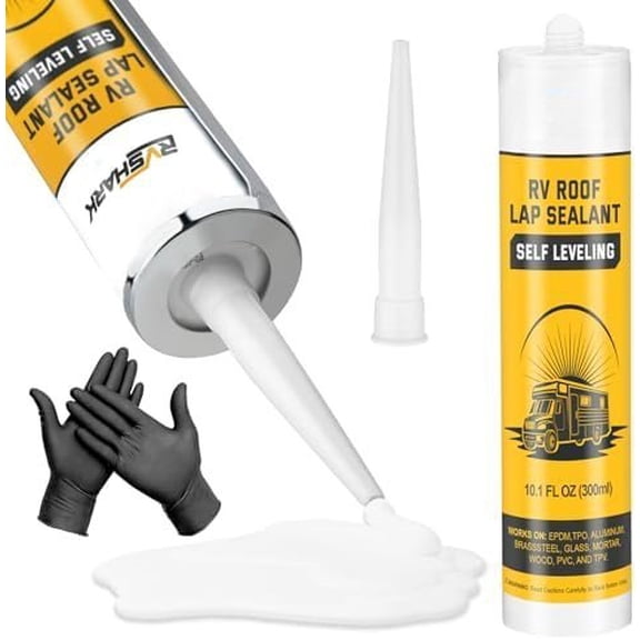 RV Roof Sealant, Self-Leveling Lap Sealant - White Flexible Caulk RV Sealant for Camper Trailer Roof Maintenance Repair