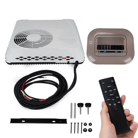 RV Rooftop Air Conditioner 12V DC, 9500 BTU Max Inverter Parking Air Conditioner, A/C for Camper Van Truck Trailer Bus