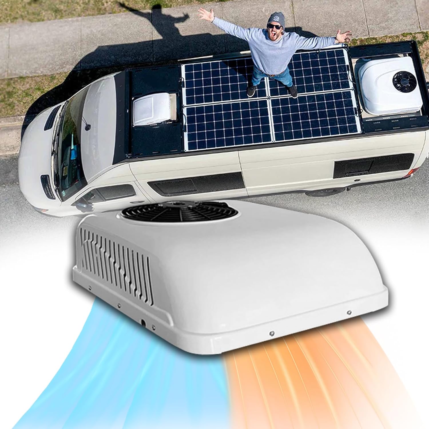 RV Rooftop Air Conditioner w/Heat 12 Volt, Campervan Rooftop AC Unit
