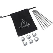 RV Rug Stakes - Set of Six Metal Patio Rug Stakes with a Bag Included for Outside your Camper or for Use as Tarp Stakes - 6 tent pegs for camping