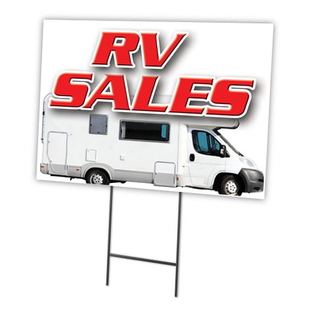 RV SALES 12"x16" Yard Sign & Stake | Advertise Your Business | Stake Included Image On Front Only | Made in The USA
