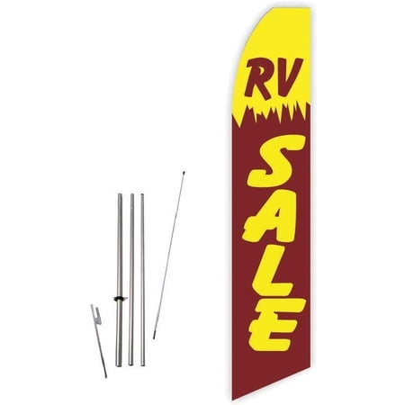 RV Sale Yellow/Brown Super Novo Feather Flag - Complete with 15ft Pole Set and Ground Spike