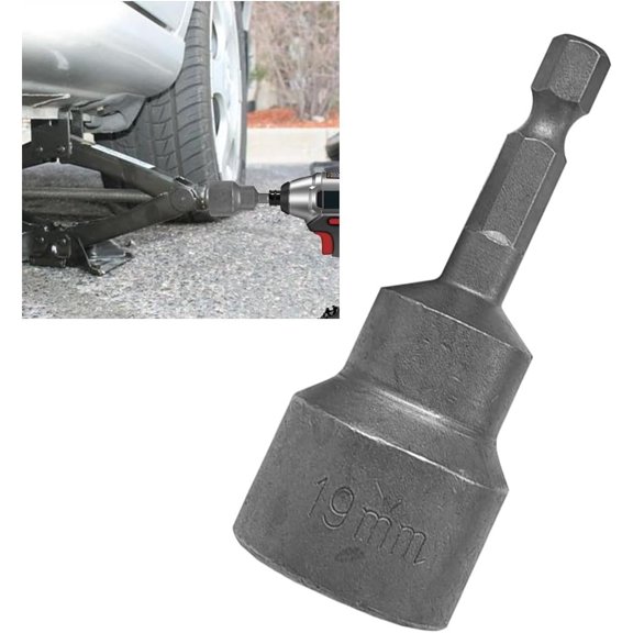 RV Scissor Jack Socket, Travel Trailer RV Leveling Scissor Jack Socket Compatible with 1/4 Inch Hex Shank, Camper Stabilizer Jack Drill Adapter Work with 3/4 inch or 19mm Hex Drive Jacks (1PC)