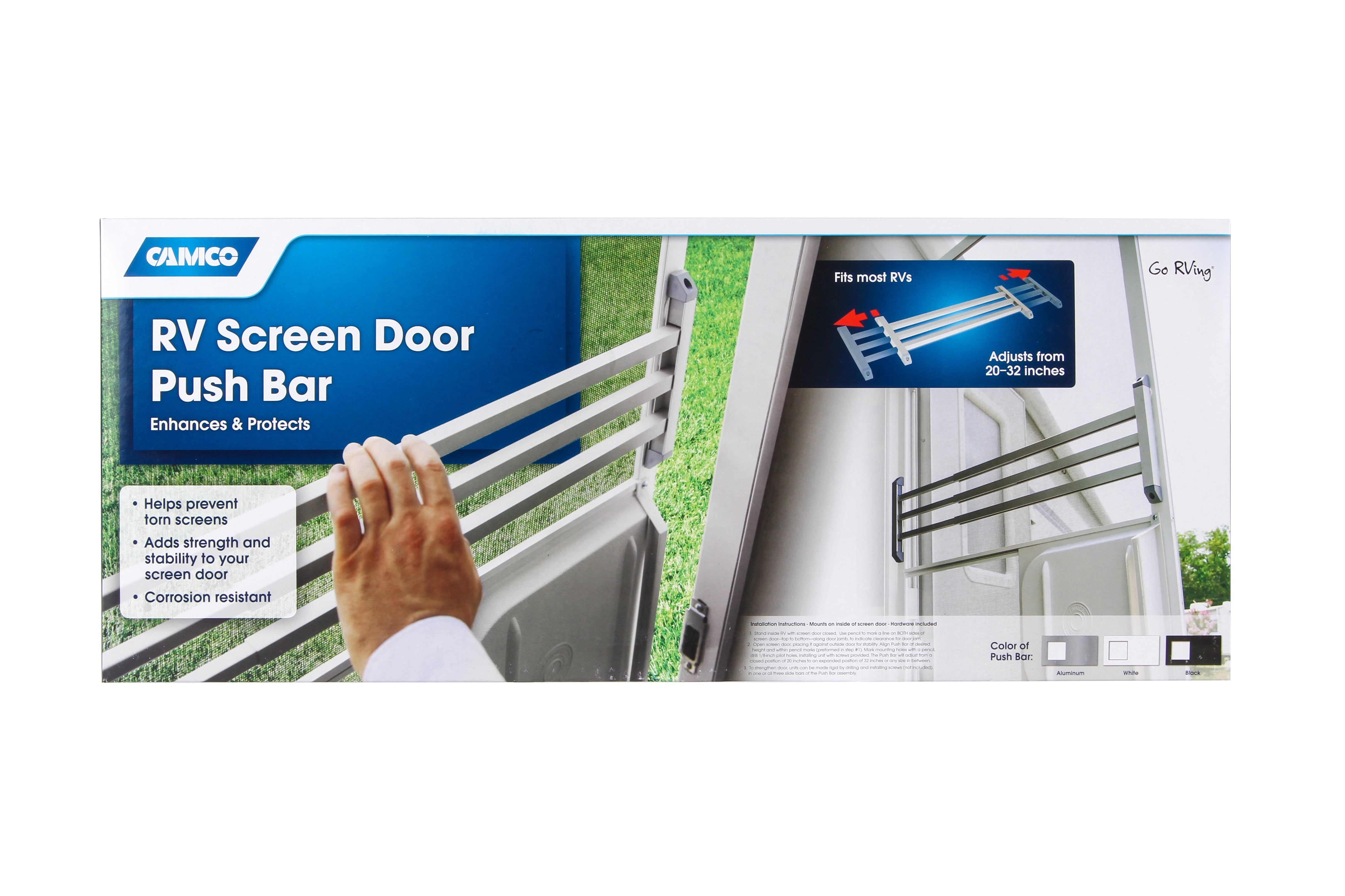 RV Screen Door Push Bar White (E/F)