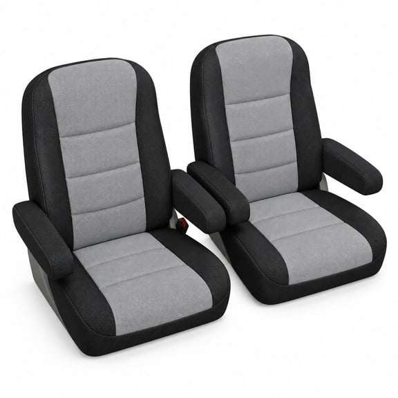 RV Seat Covers for Captain Chairs with Armrest Protectors, 2-Piece, Gray, Breathable Mesh Knit Fabric, for Class A Motorhomes