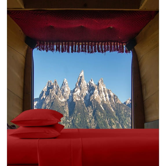 RV-Sheets (35" X 70") Truck Size 400-TC Egyptian Bedsheet 12" Deep Pockets 4-PC Burgundy