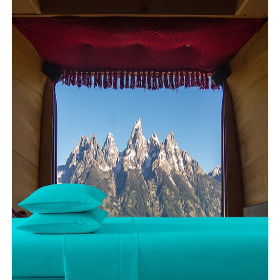 RV-Sheets (35" X 70") Truck Size 400-TC Egyptian Bedsheet 12" Deep Pockets 4-PC Turquoise Blue