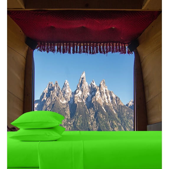 RV-Sheets (35" X 70") Truck Size 400-TC Egyptian Bedsheet 8" Deep Pockets 4-PC Parrot Green