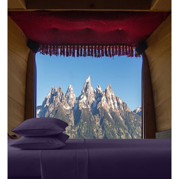 ABORN (42" X 80") Truck Size 800 Thread-Count 100% Egyptian Cotton 10" Deep Pocket 4-PC Plum