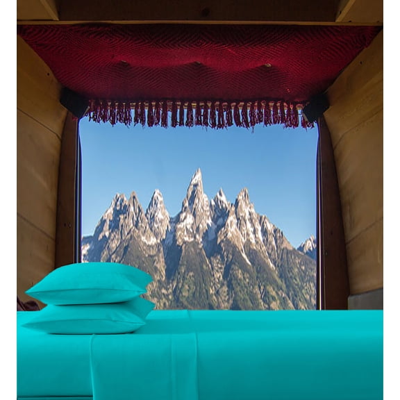 ABORN (48" X 75") Three Quarter 600-TC Egyptian CottonBedsheet 8" Deep Pockets 4-PC Turquoise Blue