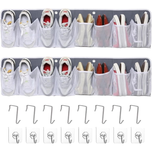 Ofiray-home RV Storage Organizer, 16 Pocket Hanging Bedside Caddy with Hooks, Wall Mounted Shoe Holder for Camper, Bedroom and Small Spaces, 2 Pack