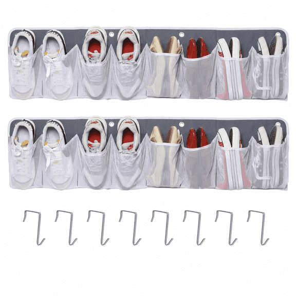 RV Shoe Storage, Hanging Shoe Organizer, RV Decorations For Inside Camper, Wall Mount Hanging Mesh Shoe Storage Pockets with Hooks, Multi-Pocket Shoe Holder for RV, Camper, Closet & Entryway