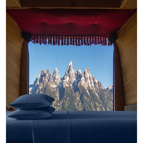 RV Short King 72" X 75", 100% Giza Egyptian cotton, 4 PC Sheet Set, Boat Motorhome, 400-Thread-Count - 8" Deep Pocket, Mediterranean Blue