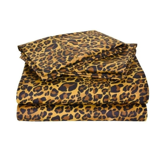 RV Short King 72" X 75" Sheet Set 400 Thread-Count 100% Egyptian Cotton 8-Inch Deep Pockets - Made for RV - Leopard Print Color