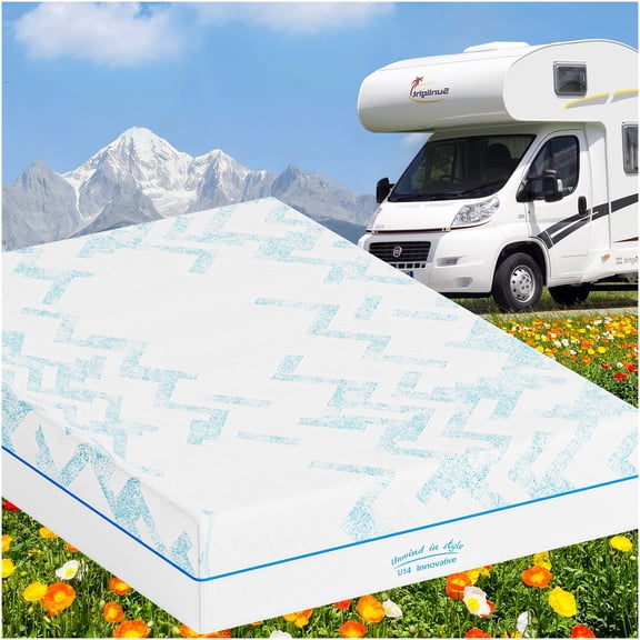 RV Short King Memory Foam Mattress, Gel Infused Cooling Mattress for RV, Medium Firm, CertiPUR-US Certified, Roll Packed, Easy Setup