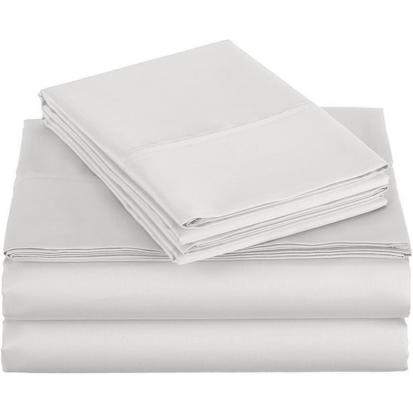 RV Short Queen Size 4-Piece Percale Sheet Set 1000 Thread-Count 100% Egyptain Cotton, 1000-TC Breathable Percale Weave, Fits 19 Inches Deep Pockets Mattress - Percale White
