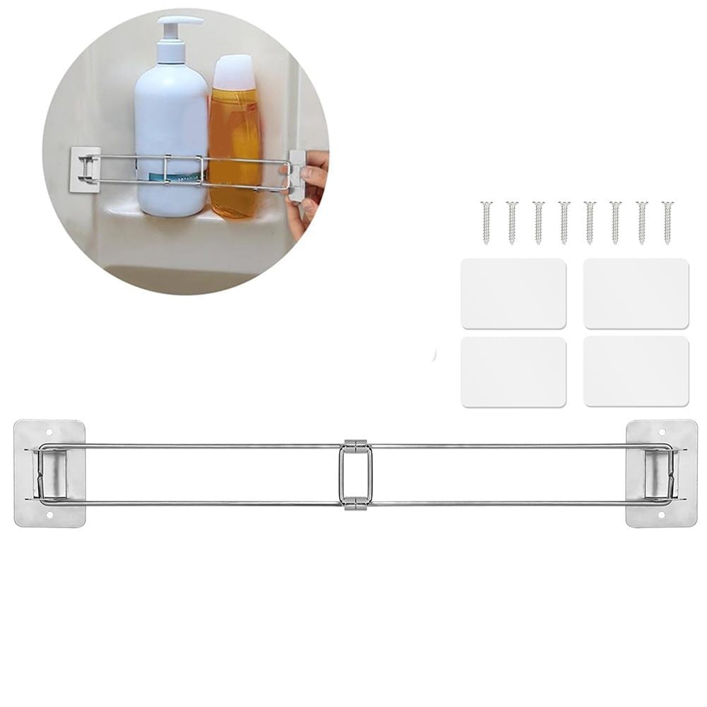 RV Shower Corner Storage Bar Adjustable Stainless Steel Rod for Corner