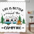 thumbnail image 1 of RV Shower Curtain, Camper Shower Curtain for for Travel Trailer, Happy Camper Shower Curtain for Camper Size Farmhouse Camping Shower Curtain Hooks Included(72" W X 72" H), White, 1 of 6