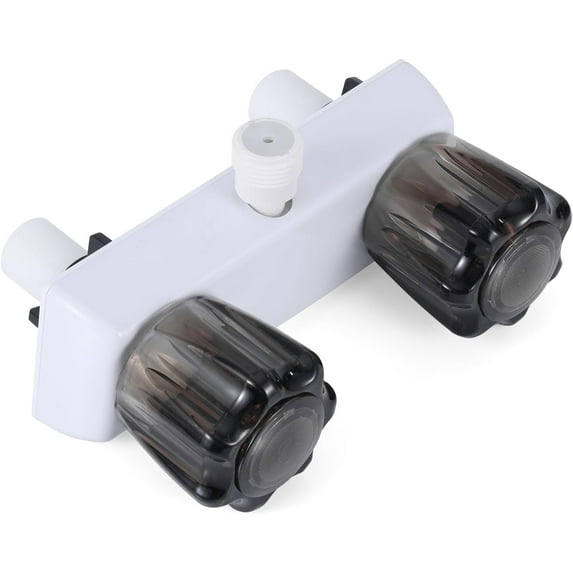 RV Shower Faucet, Camper Shower Faucet Replacement 4" RV Shower Valve Diverter with Dual Knobs Bathroom Shower Accessories Parts for Outside and Inside, Black and White