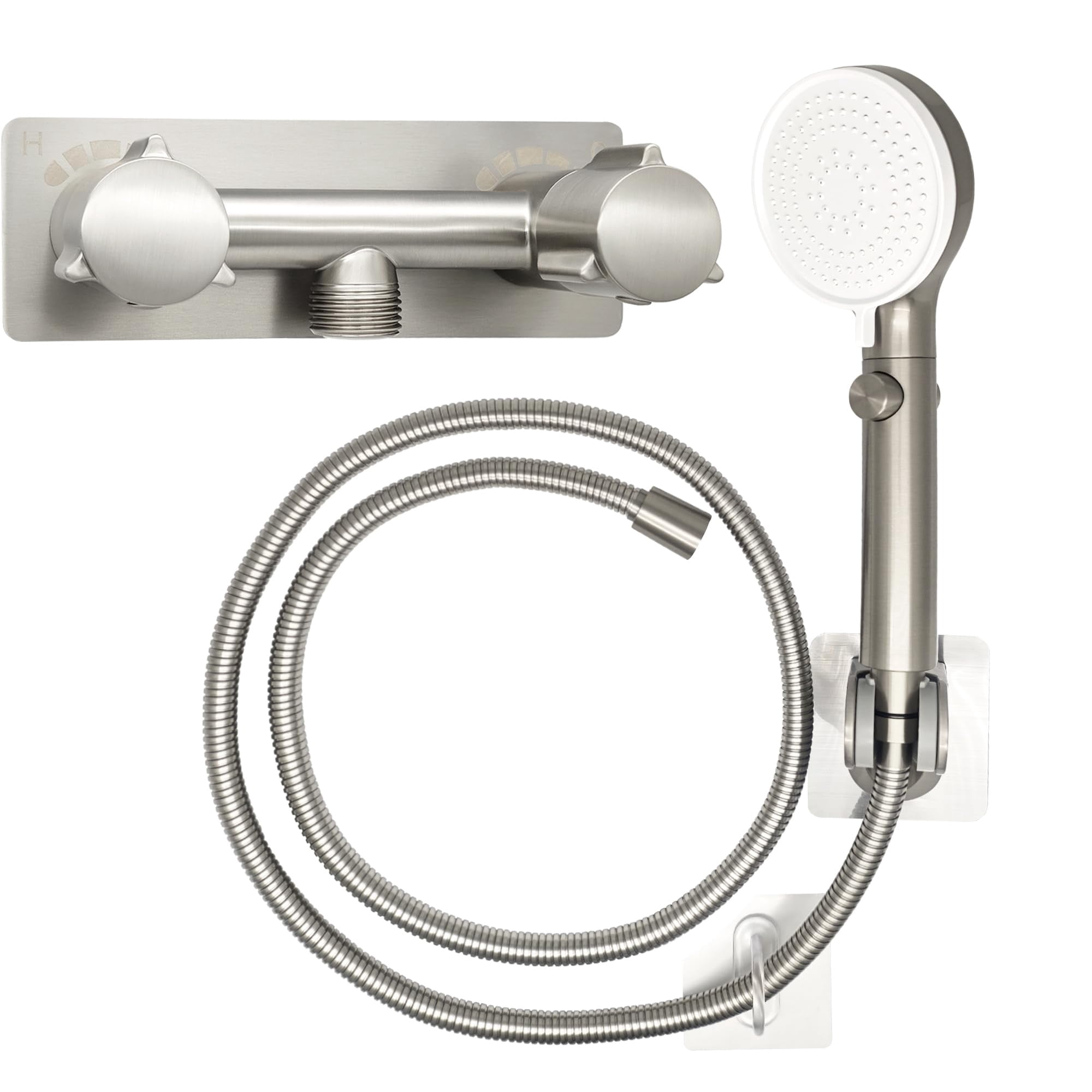 RV Shower Faucet Kit with Handheld Head, Hose & Holder, Brushed Nickel