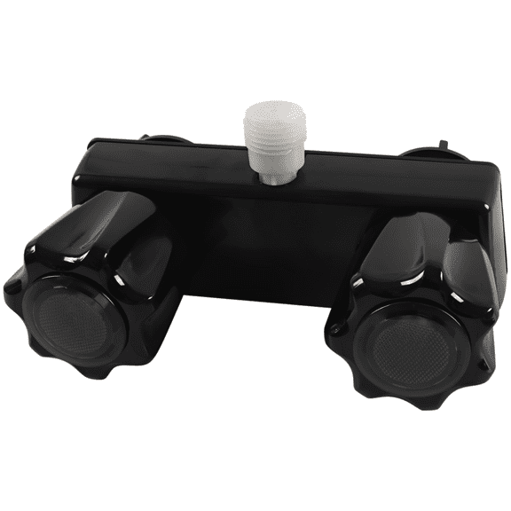 RV Shower Faucets, 6.1 in Wide 0.8 in Threaded RV Bathtub Faucet with Showers Diverter, Dual Knobs Valve Replacement for Mobile Home Shower Faucet, Camper, Motorhome, Black Base