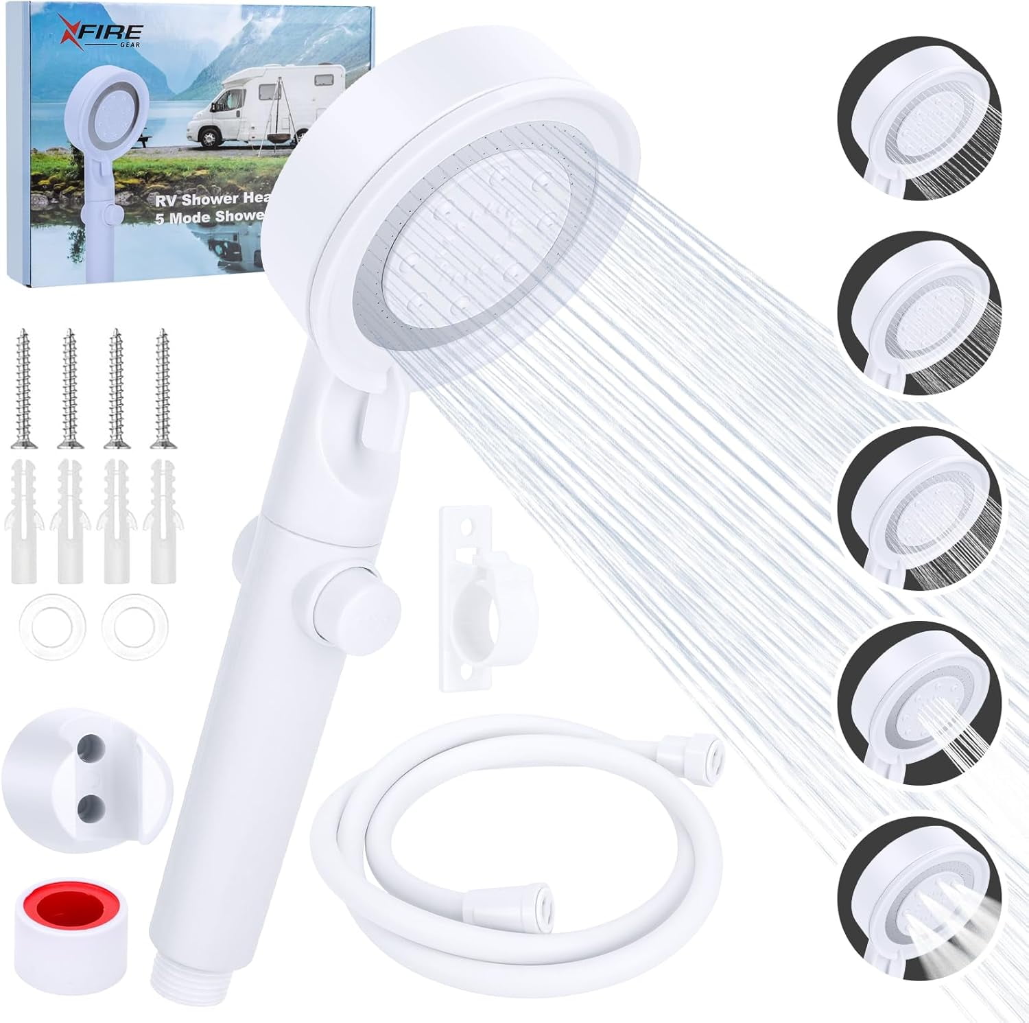 RV Shower Head with Hose, 5+1 Mode High Pressure Shower Head ...