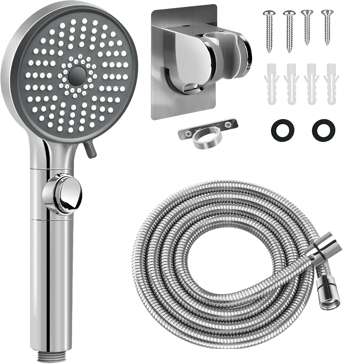RV Shower Head with Hose, High Pressure 5 Mode Shower Head Replacement, Handheld Shower Head Holder and Hose, On Off Switch