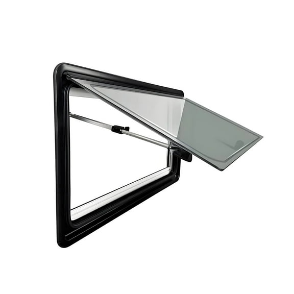 RV Side Window Metal Frame Acrylic Glass Push-Out Type with Foldable Curtain for Camper Vent