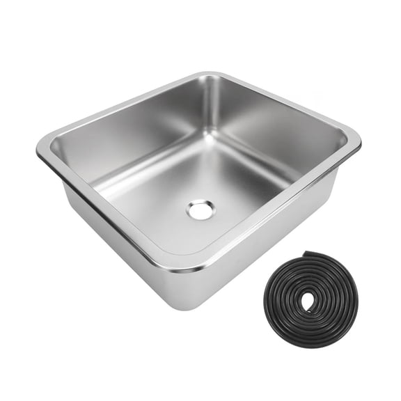 RV Sink 304 Stainless Steel Versatile Large Capacity Rectangular Kitchen Wash Sink for Caravan Motorhome Boat Camper Yacht