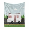 thumbnail image 1 of RV Soft Flannel Fleece Throw Blanket, Summer Camp Concept Motorhome on the Road Outdoor Activity and Vacation Illustration, Cozy Plush for Indoor and Outdoor Use, 50" x 60", Multicolor, by Ambesonne, 1 of 5